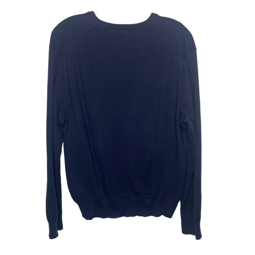 Polo Ralph Lauren Mens Sweater Size L Navy Blue Embroidered Logo V-Neck Pullover - Picture 2 of 12